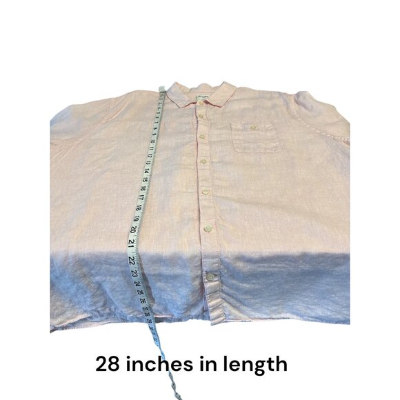 Baird McNutt Linen Short Sleeve Button-Up Shirt XL powder pink Mens Casual Light - Picture 7 of 7